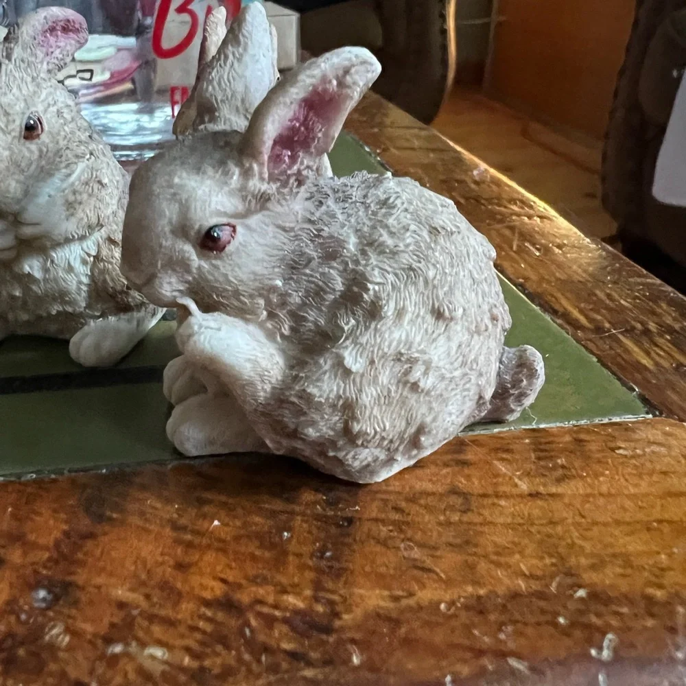 Adorable Tan Rabbit Figurines Set - Picture 2 of 2